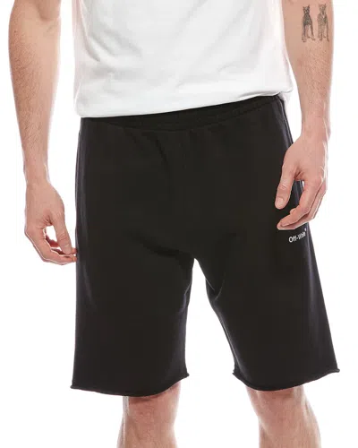Off-white Diagonal Helvetica Sweatshort In Black