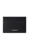 Off-white Diagonal Leather Card Holder In Black