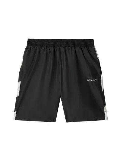 OFF-WHITE DIAGONAL LOGO SURFER SWIM SHORTS