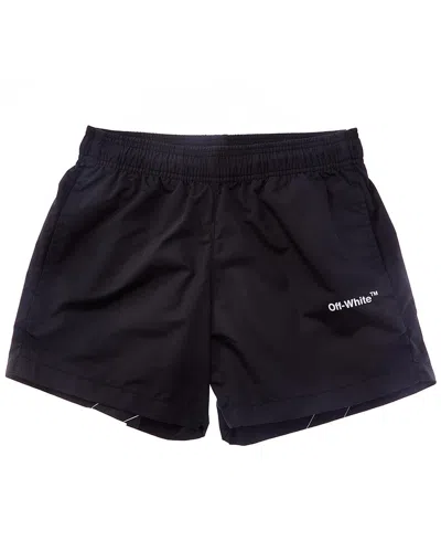 Off-white Diagonal Outline Swim Short In Black