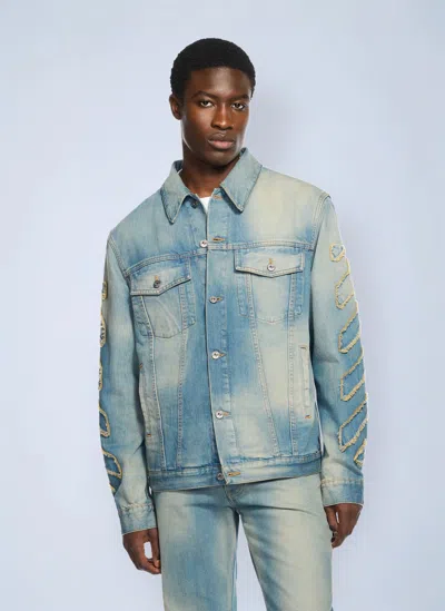 OFF-WHITE DIAGONAL RAW PATCH DENIM JACKET