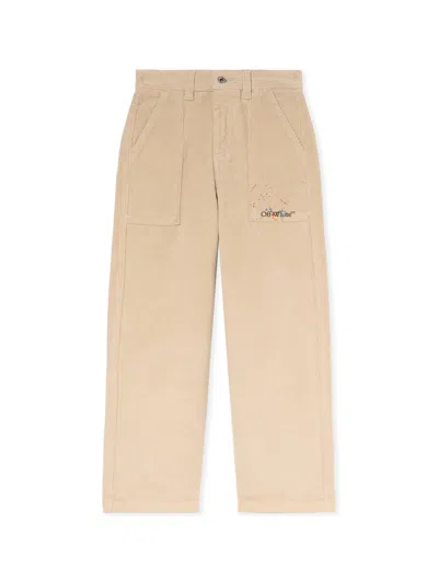 Off-white Diagonal Splat Corduroy Logo Pants In Neutral