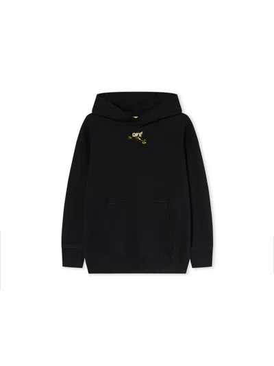 Off-white Kids' Diagonal Splat Logo Hoodie In Black