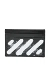 Off-white Diagonal Spray Stripe Cardholder In Black