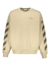 Off-white Beige Sweatshirt With Diagonal Stripes In Brown