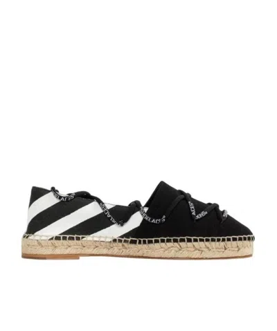 Off-white Diagonal Stripe Tie Espadrilles In Black