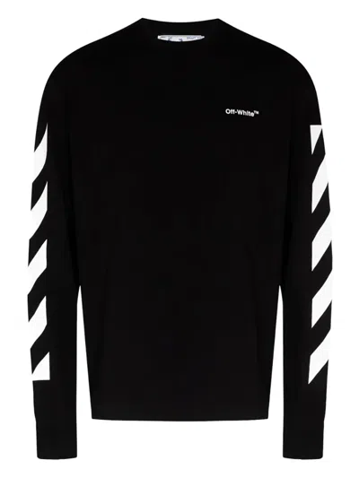 Off-white Diagonal-stripes Logo Sweatshirt In Black