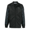 Off-white Diagonal Stripes Zipper Mens Jacket In Black