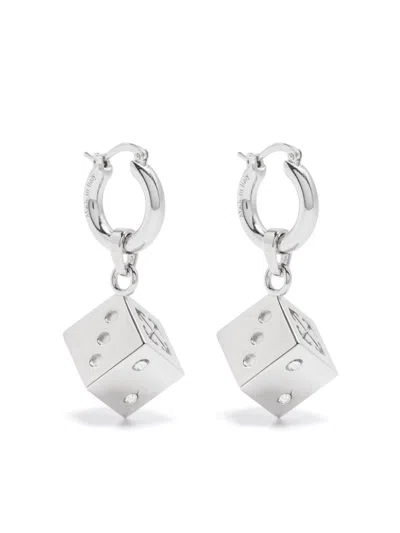 Off-white Dice Earrings In Silver