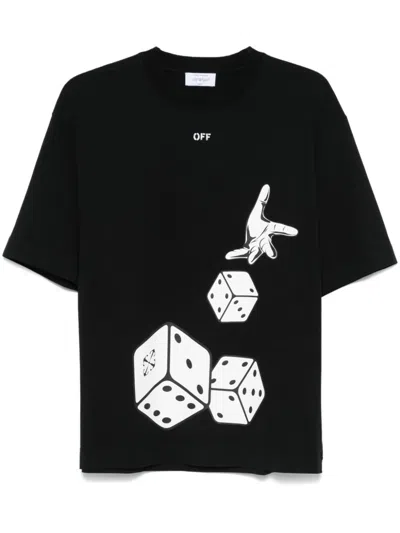 Off-white Dices Skate T-shirt In Black-wh