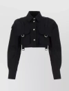OFF-WHITE DISTINCTIVE ACCENTS ON CROPPED COTTON SHIRT