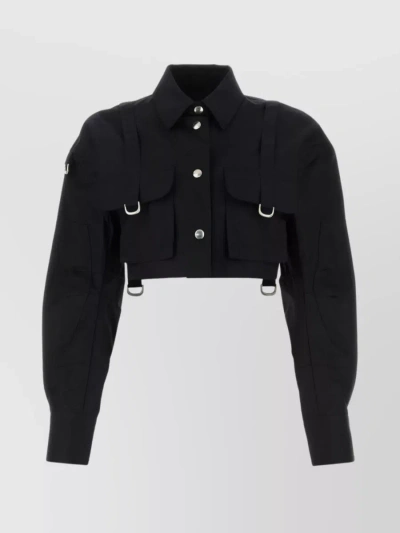 Off-white Cropped Cotton Jacket In Black