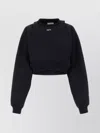 Off-white Logo Embroidered Cropped Sweatshirt In Black