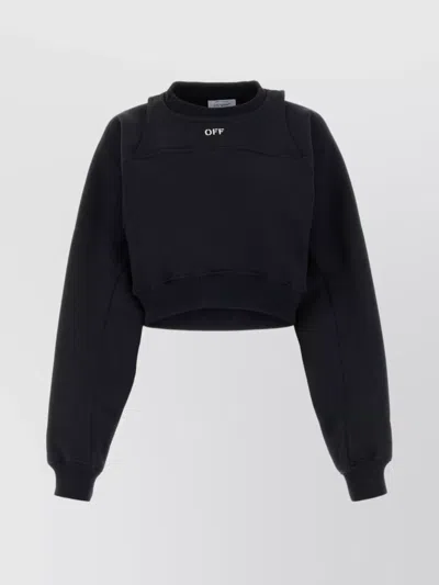 OFF-WHITE CROPPED COTTON SWEATSHIRT