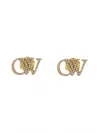 Off-white Distinctive Logo Earrings With Crystal Embellishments