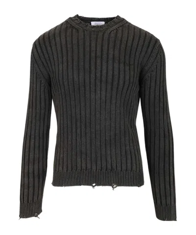 Off-white Ink Arrow Rib Knit Crewneck Vintage Blac Knitwear Black