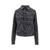 Off-white Distressed Denim Jacket With Tattoo Motif In Black