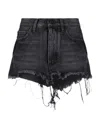 Off-white Distressed Denim Shorts In Black