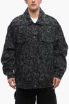 Off-white Distressed Design Tattoo Laser Denim Jacket In Black