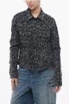 Off-white Distressed Denim Jacket With Tattoo Motif