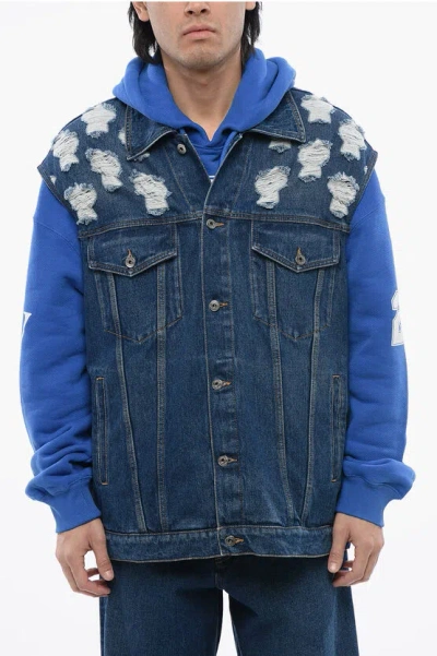 Off-white Distressed Effect Stars Over Denim Vest In Blue