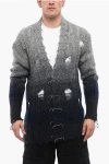 Off-white Distressed Effect Wool Cardigan With Beads Detail