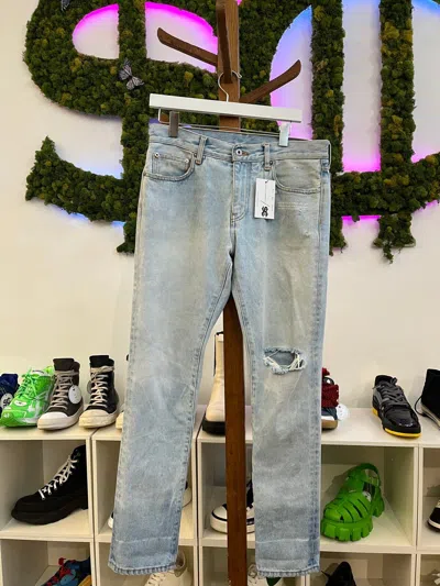 Pre-owned Off-white Distressed Light Wash Jeans In Light Blue Wash
