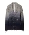 Off-white Distressed Effect Wool Cardigan With Beads Detail In Black