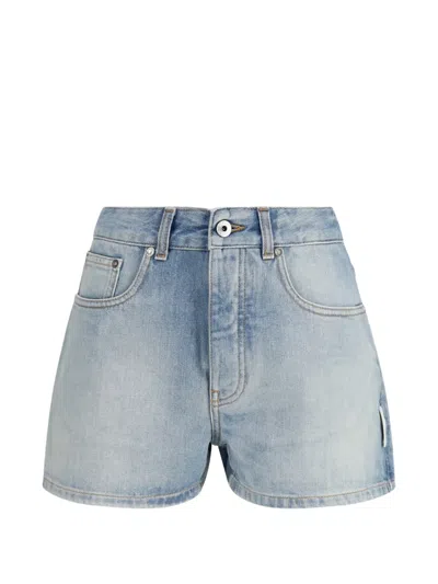 Off-white Doll Bleached Arrow Denim Shorts In Blue