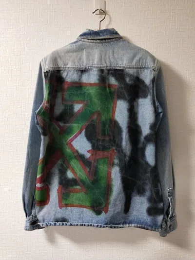 Pre-owned Off-white Doodle Arrow Denim Shirt In Blue