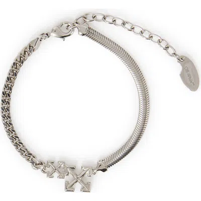 Off-white Double Arrow Bracelet In Silver