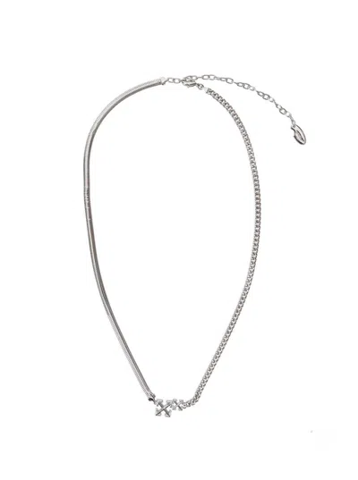 Off-white Double Arrow Necklace In Gray