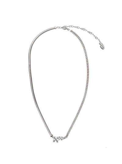 Off-white Double Arrow Necklace In Silver