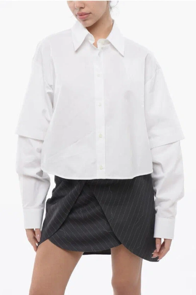 OFF-WHITE DOUBLE-LAYERED BOOKISH SHIRT WITH EMBROIDERED LOGO