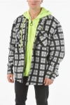 OFF-WHITE DOUBLE-LAYERED HOODED OVERSHIRT WITH ZIP AND BUTTON FASTENIN