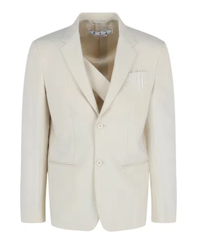 Off-white Double Pap 2butt Drill Blazer In Beige