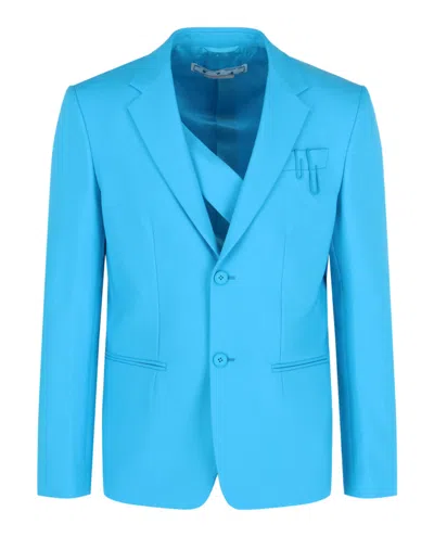 Off-white Double Pap 2butt Drill Blazer In Silver