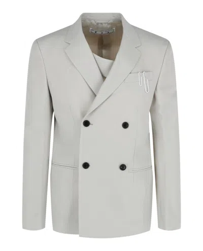 Off-white Man Suit Jacket Light Grey Size 34 Virgin Wool In Beige