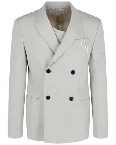 Off-white Man Suit Jacket Light Grey Size 34 Virgin Wool In Beige