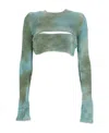 Off-white Double Tie-dye Cut-out Top In Green