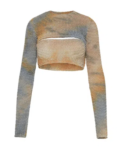 OFF-WHITE OFF-WHITE DOUBLE CUT-OUT LONG-SLEEVED TOP
