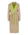 Off-white Double Wool Belted Coat In Brown
