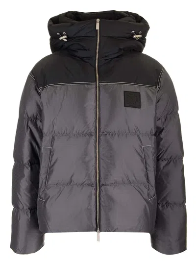 Off-white Down Jacket With Hood Duvets And Padded Items Grey In Black