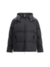 Off-white Hooded Diagonal Arrow Down Jacket In Black