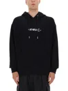 Off-white Back And Front Logo-embroidered Hoodie In Black