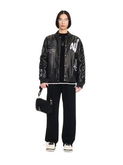 Off-white Dragon Full Lea Over Varsity Jacket In Black