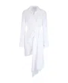 Off-white Draped Asymmetric Cotton-poplin Shirt Dress In White