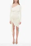 Off-white Viscose Crêpe Draped Dress In Beige
