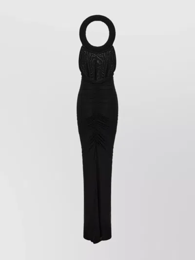 Off-white Draped Beaded Neckline Silhouette In Black