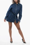 Off-white Draped Denim Shirt Dress